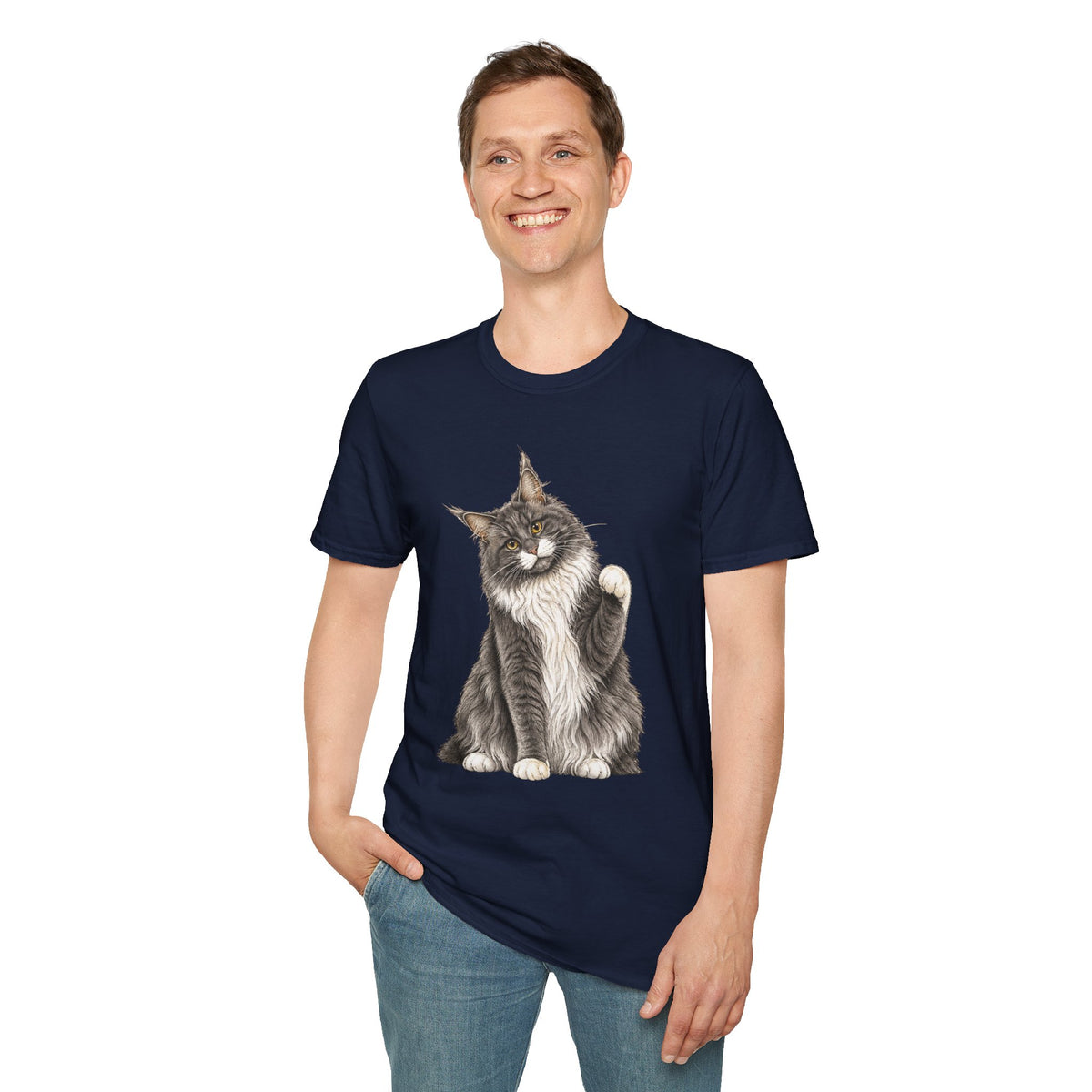 Grey White Sitting Coon T-Shirt