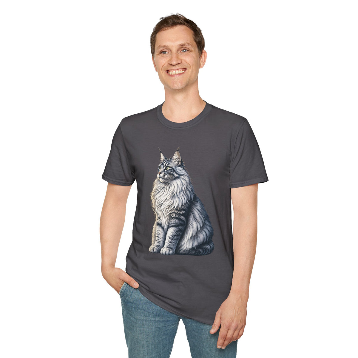Grey White Sitting Coon T-Shirt