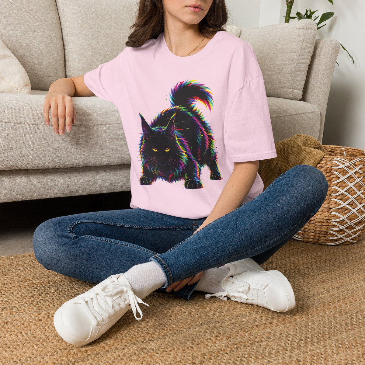 Glitch Black Cat T-Shirt