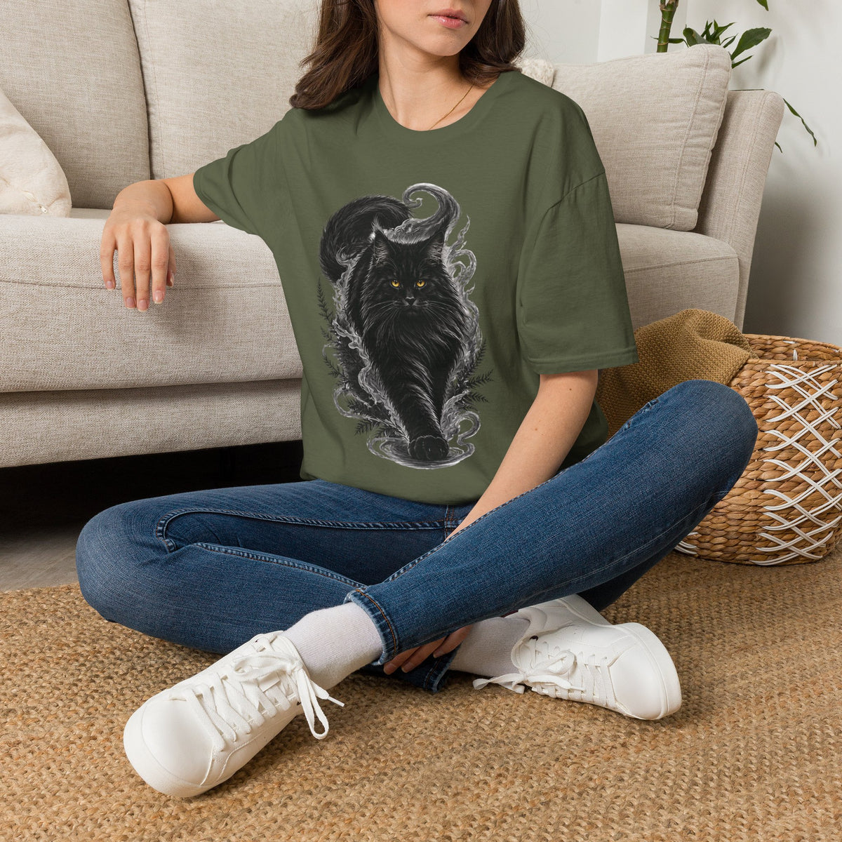 Black Swirl Tail Coon T-Shirt