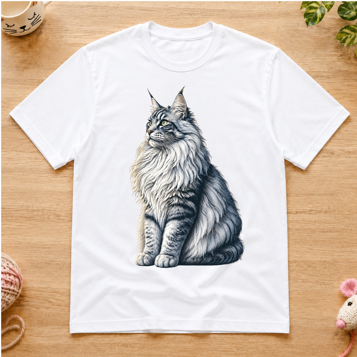 Grey White Sitting Coon T-Shirt