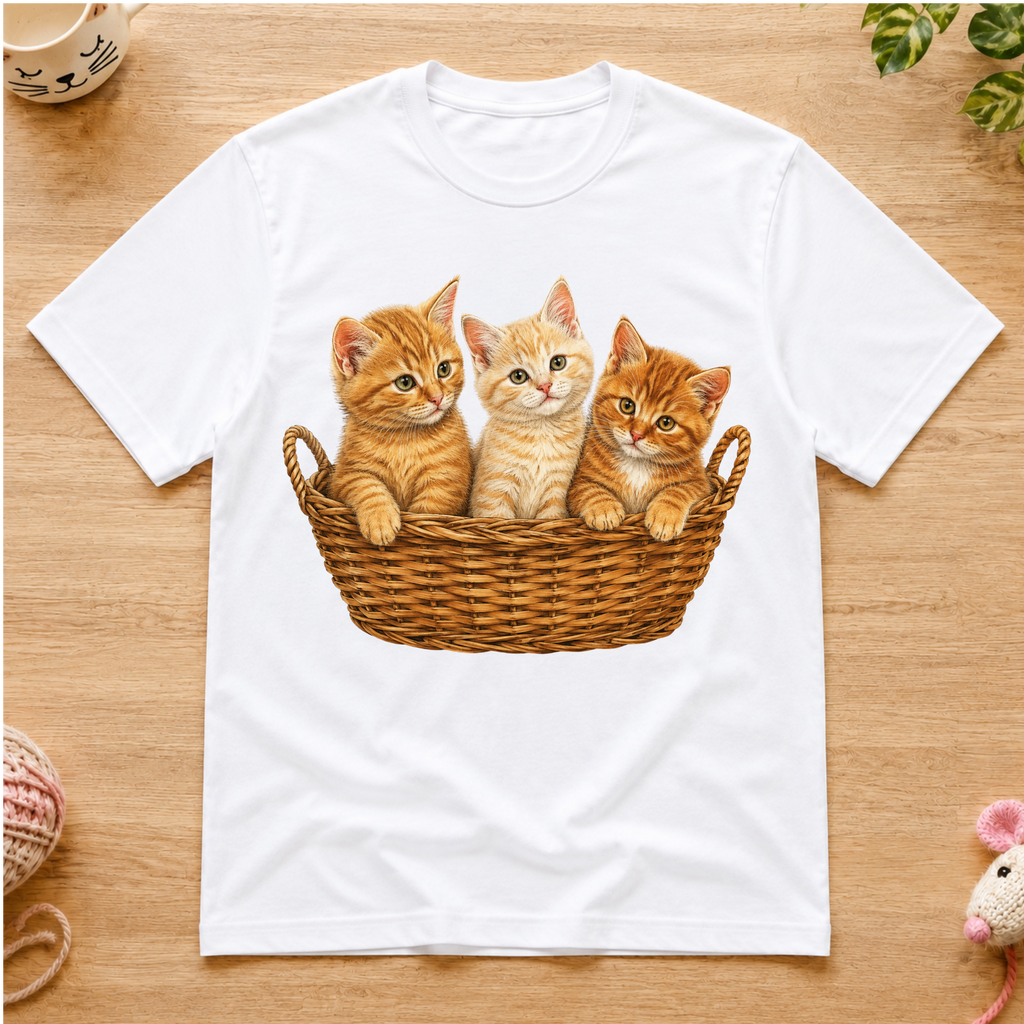 Orange Kittens Basket T-Shirt