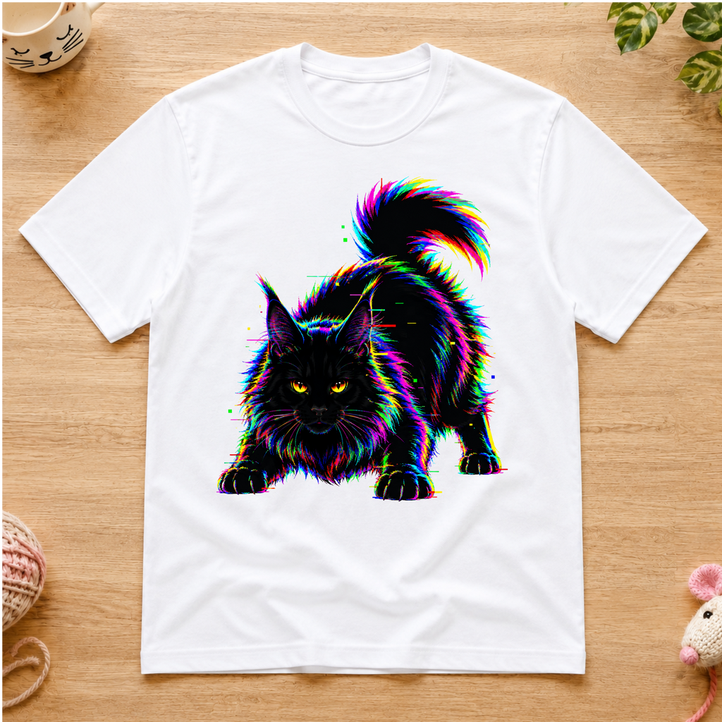 Glitch Black Cat T-Shirt