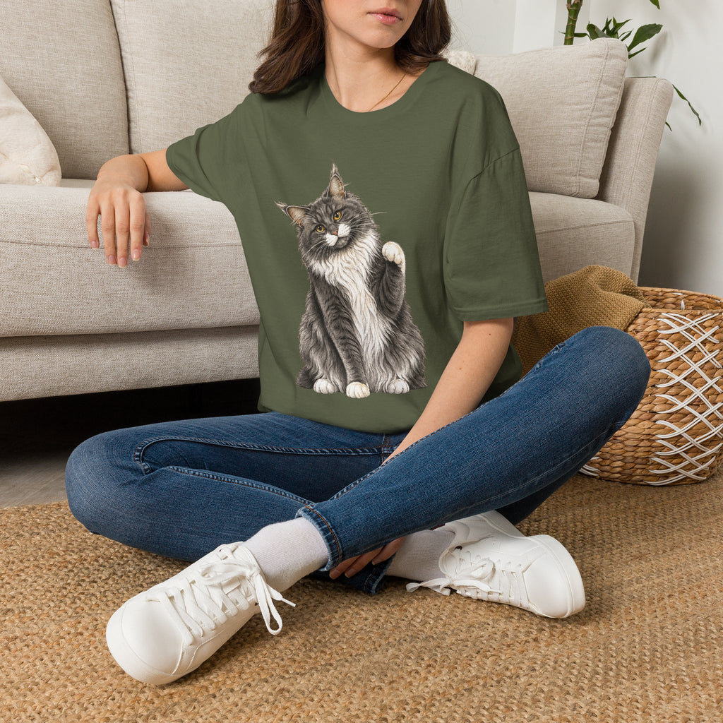 Grey White Sitting Coon T-Shirt