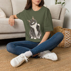 Grey White Sitting Coon T-Shirt