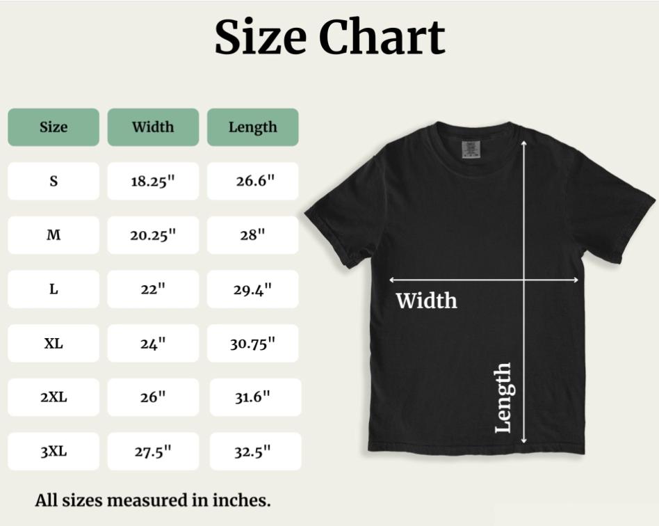 bmp-sizechart-tshirt for Nature Outdoors Theme